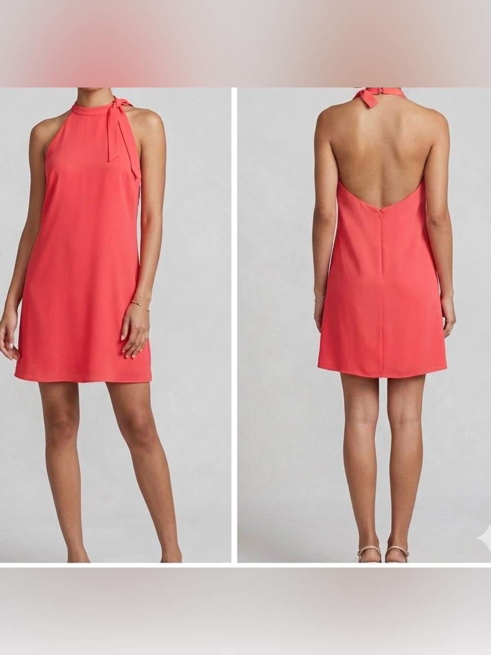 Nicole Miller New York NWT Coral Bow-Neck Halter A-Line Dress Size 4